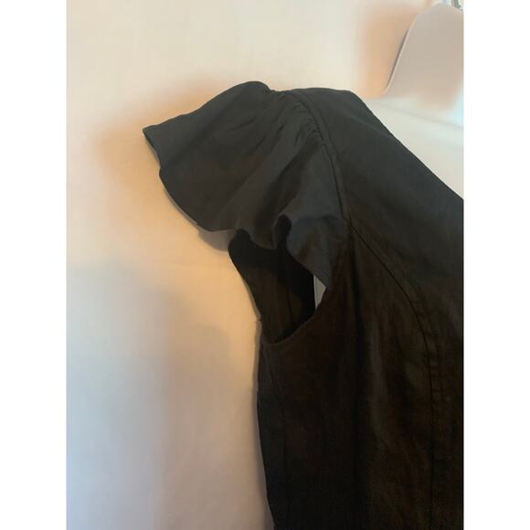 RP Rachel Parcell NWT Nordstrom Black Women's Medium Linen Button Front Dress - Picture 3 of 6
